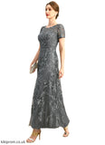 Ashley A-line Scoop Illusion Ankle-Length Chiffon Lace Mother of the Bride Dress With Sequins STB126P0021753