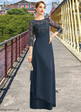 Brooklyn A-line Scoop Illusion Floor-Length Chiffon Lace Mother of the Bride Dress With Pleated Sequins STB126P0021754