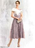 Juliana A-line Scoop Tea-Length Chiffon Lace Mother of the Bride Dress With Sequins STB126P0021773
