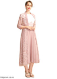 Kailyn A-line Scoop Tea-Length Chiffon Mother of the Bride Dress With Appliques Lace Sequins STB126P0021785