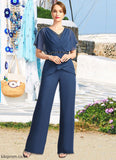 Presley Jumpsuit/Pantsuit Separates V-Neck Floor-Length Chiffon Mother of the Bride Dress With Beading Pleated Sequins STB126P0021800
