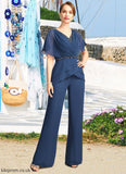 Presley Jumpsuit/Pantsuit Separates V-Neck Floor-Length Chiffon Mother of the Bride Dress With Beading Pleated Sequins STB126P0021800