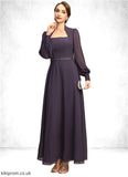 Raegan A-line Queen Anne Ankle-Length Chiffon Mother of the Bride Dress With Beading Sequins STB126P0021805