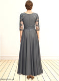 Willow A-line Scoop Asymmetrical Chiffon Lace Mother of the Bride Dress With Pleated Sequins STB126P0021812