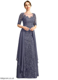 Polly Sheath/Column Scoop Illusion Floor-Length Chiffon Lace Mother of the Bride Dress With Sequins STB126P0021818