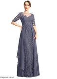Polly Sheath/Column Scoop Illusion Floor-Length Chiffon Lace Mother of the Bride Dress With Sequins STB126P0021818