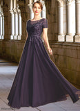 Alice A-line Scoop Illusion Floor-Length Chiffon Lace Mother of the Bride Dress With Sequins STB126P0021828