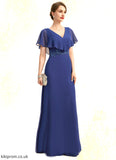 Carissa A-line V-Neck Floor-Length Chiffon Mother of the Bride Dress With Beading Appliques Lace Sequins STB126P0021829