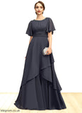 Shirley A-line Scoop Floor-Length Chiffon Mother of the Bride Dress With Beading Pleated Sequins STB126P0021856