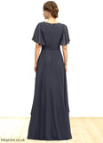 Shirley A-line Scoop Floor-Length Chiffon Mother of the Bride Dress With Beading Pleated Sequins STB126P0021856