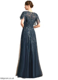 Liliana A-line Scoop Illusion Floor-Length Lace Tulle Mother of the Bride Dress With Sequins STB126P0021860
