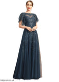 Liliana A-line Scoop Illusion Floor-Length Lace Tulle Mother of the Bride Dress With Sequins STB126P0021860