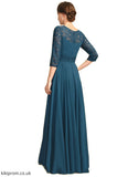Tianna A-line Scoop Illusion Floor-Length Chiffon Lace Mother of the Bride Dress With Pleated STB126P0021866