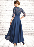 Jazlynn A-line Scoop Illusion Asymmetrical Chiffon Lace Mother of the Bride Dress With Sequins STB126P0021887