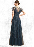 Katrina A-line Scoop Illusion Floor-Length Lace Tulle Mother of the Bride Dress With Sequins STB126P0021896
