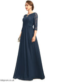 Nora A-line Scoop Floor-Length Chiffon Lace Mother of the Bride Dress With Crystal Brooch Sequins STB126P0021961