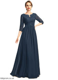Nora A-line Scoop Floor-Length Chiffon Lace Mother of the Bride Dress With Crystal Brooch Sequins STB126P0021961