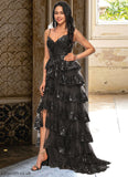Chanel Ball-Gown/Princess V-Neck Sweep Train Lace Prom Dresses With Sequins STBP0022209