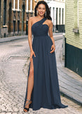 Elaina A-line Asymmetrical Sweep Train Chiffon Prom Dresses With Pleated STBP0022212