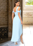 Karla Sheath/Column Cold Shoulder Asymmetrical Chiffon Cocktail Dress With Ruffle STBP0022462