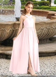 Lorelai A-Line Pleated Chiffon Floor-Length Junior Bridesmaid Dress Blushing Pink STBP0022849