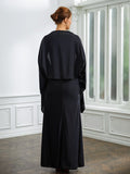 Moriah Sheath/Column Jersey Ruched V-neck Sleeveless Floor-Length Mother of the Bride Dresses STBP0020246