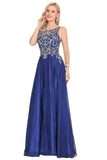 A Line Prom Dresses Scoop Chiffon With Beading Sweep Train