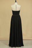Black Scoop A Line Evening Dresses Chiffon With Sash & Applique