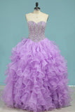 Prom Dresses Ball Gown Sweetheart Organza Floor Length Quinceanera