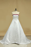 Hot Selling Wedding Dresses A Line Strapless Sweep/Brush Train