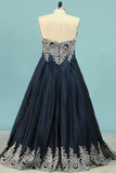 Prom Dresses Sweetheart Satin A-Line With Applique