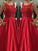 Elegant Jewel Sleeveless Floor-Length Red Beads Open Back Pockets Prom Dresses