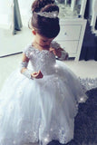 Ball Gown Flower Girl Dresses Scoop Long Sleeves Tulle With