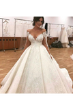 Ball Gown Tulle Wedding Dresses Long Sleeves Appliques