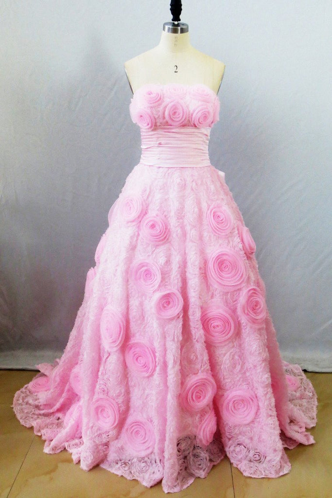 Lovely Wedding Dresses A Line Sweetheart Ball Gown Pink