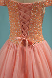 Ball Gown Boat Neck Quinceanera Dresses Tulle With