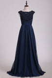 Off The Shoulder Evening Dresses A-Line Chiffon With Applique & Beading