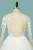 Wedding Dresses Scoop Long Sleeves Tulle With Applique Court