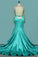Sexy Mermaid Prom Dresses Scoop Long Sleeves Satin