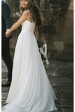 Fairy A-Line V Neck Sleeveless Chiffon Beach Wedding Dresses With Button Simple Bridal STBP6DZLT86