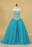 Ball Gown Sweetheart Beaded Bodice Quinceanera Dresses Tulle Floor Length