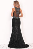 2024 Scoop Lace With Beading Mermaid Sweep Train Prom Dresses