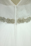 Wedding Dresses V-Neck Tulle With Beaded Belt Court