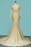 Mermaid Wedding Dresses Scoop Long Sleeves Spandex