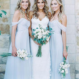 Mismatched Different Styles Chiffon Light Blue A Line Floor-Length Cheap Bridesmaid Dress