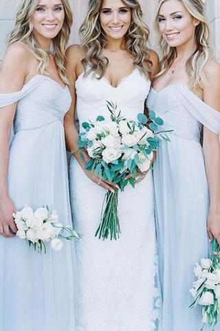 Mismatched Different Styles Chiffon Light Blue A Line Floor-Length Cheap Bridesmaid Dress