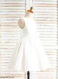 Scoop Flower - Ruffles Neck Girl Satin Sleeveless Dress Kassandra Knee-length With Flower Girl Dresses A-Line/Princess