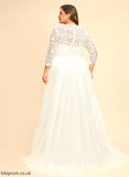 A-Line Ruby Wedding Dress Train Sweep Wedding Dresses Tulle Lace
