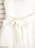 Girl Neckline Dress With Flower Girl Dresses Satin/Tulle Tea-length - Lynn A-Line Flower Square Lace/Sash Sleeveless