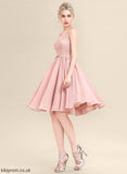 Chiffon Lace With A-Line Aileen Bow(s) Lace Dress Homecoming Dresses V-neck Homecoming Knee-Length